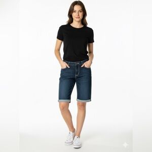 URBAN STAR Cotton Blend Denim 5 Pocket Dark Wash Bermuda Shorts US Sz 12